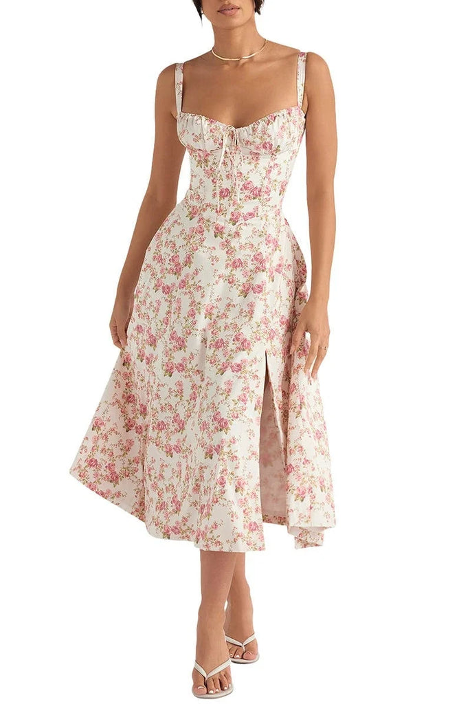 UrbanVibe™ FLORAL MIDRIFF WAIST SHAPER DRESS