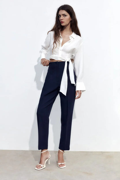 High waist tailored pants