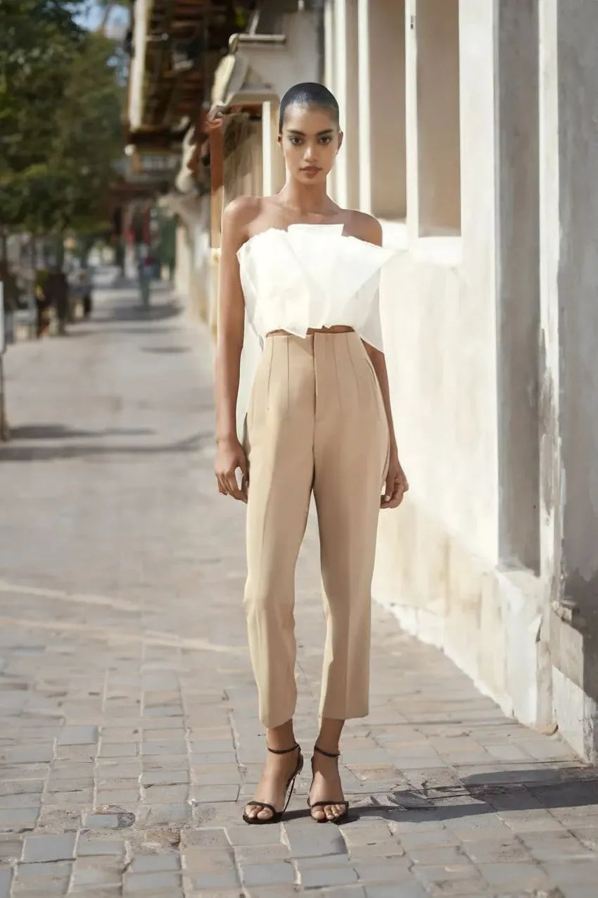 High waist tailored pants